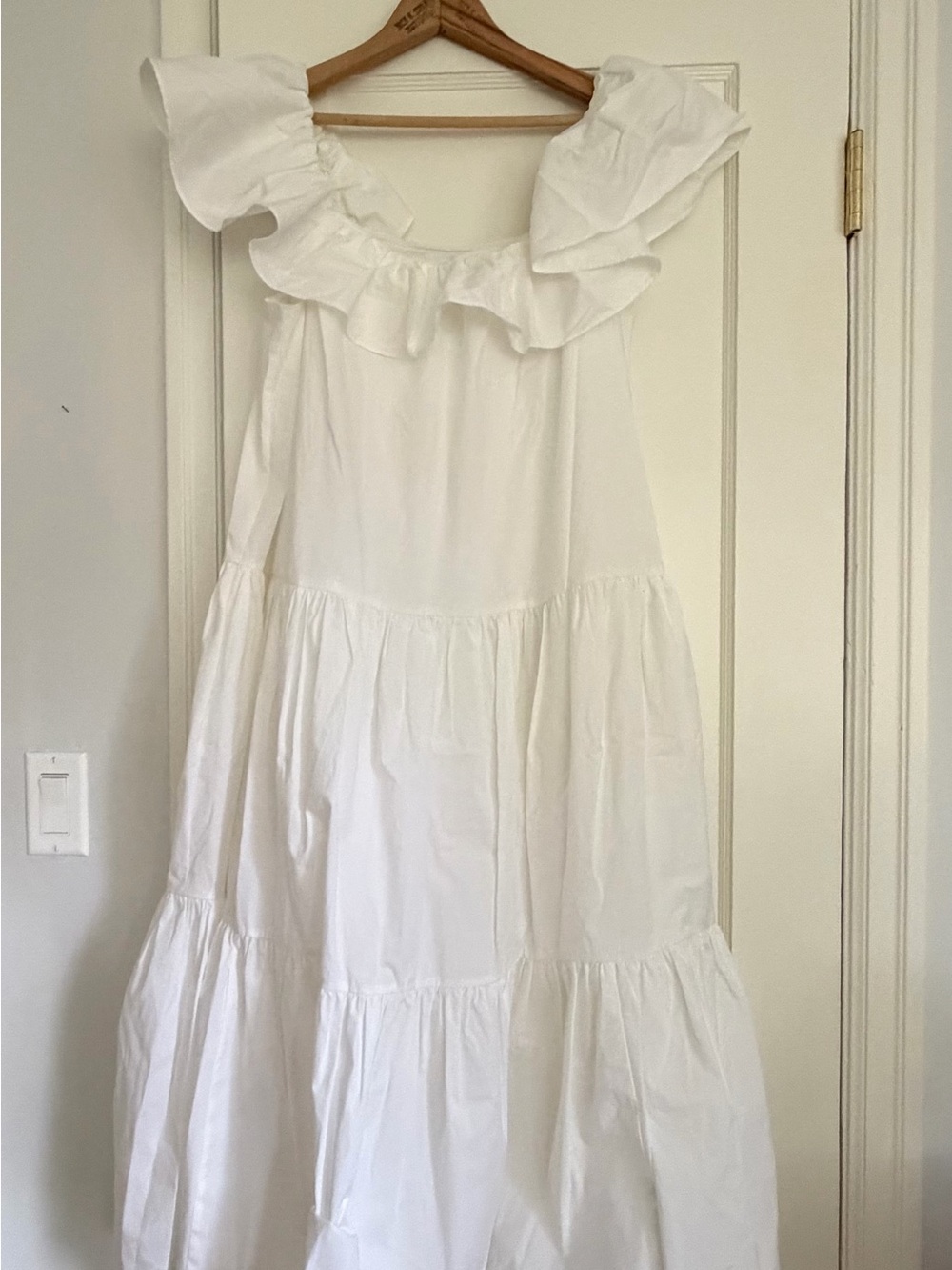 Trina Turk White Ruffle Off-Shoulder Maxi Dress